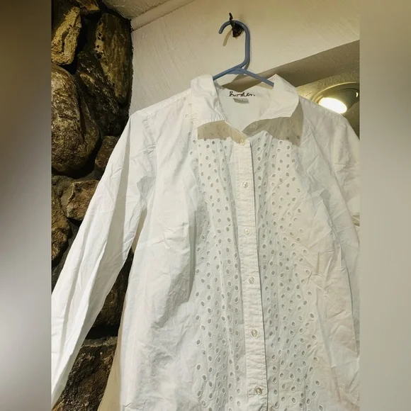 Boden $140 Size S White Eyelet Button Down | Embroidered Cutout Shirt. - Picture 6 of 9